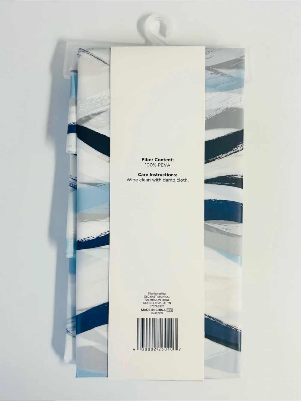 Comfort Bay Peva Shower Curtain Brushstroke Waves Printed 70x72 NWT
